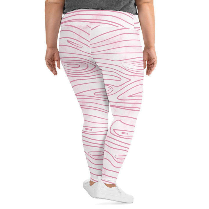 Womens Plus Size Fitness Leggings Pink Line Art Sketch Print