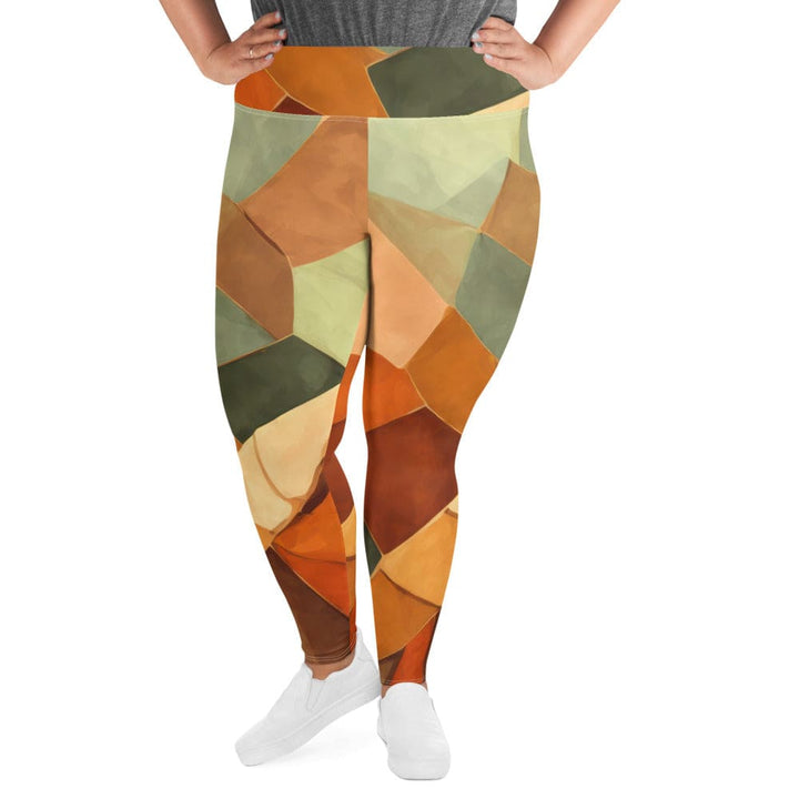 Womens Plus Size Fitness Leggings Rustic Red Abstract Pattern