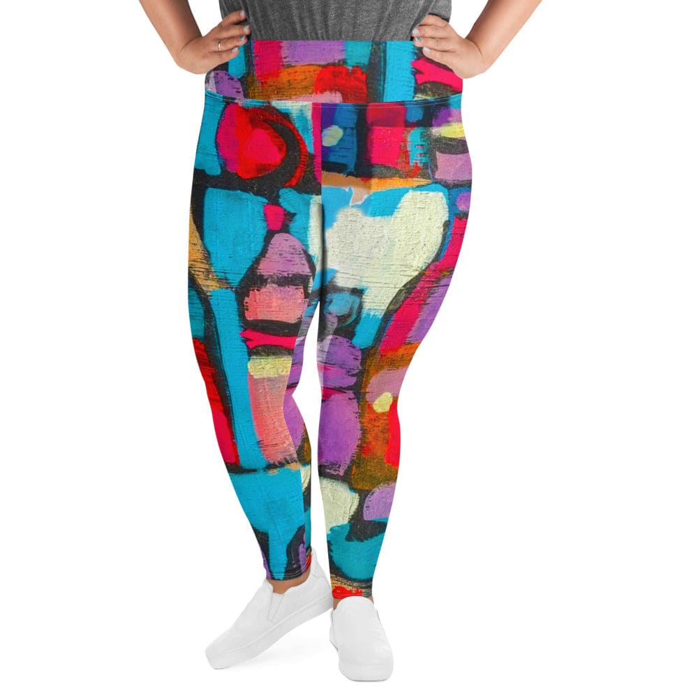 Womens Plus Size Fitness Leggings Sutileza Smooth Colorful Abstract