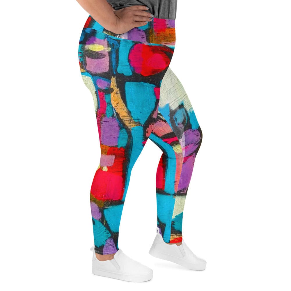 Womens Plus Size Fitness Leggings Sutileza Smooth Colorful Abstract