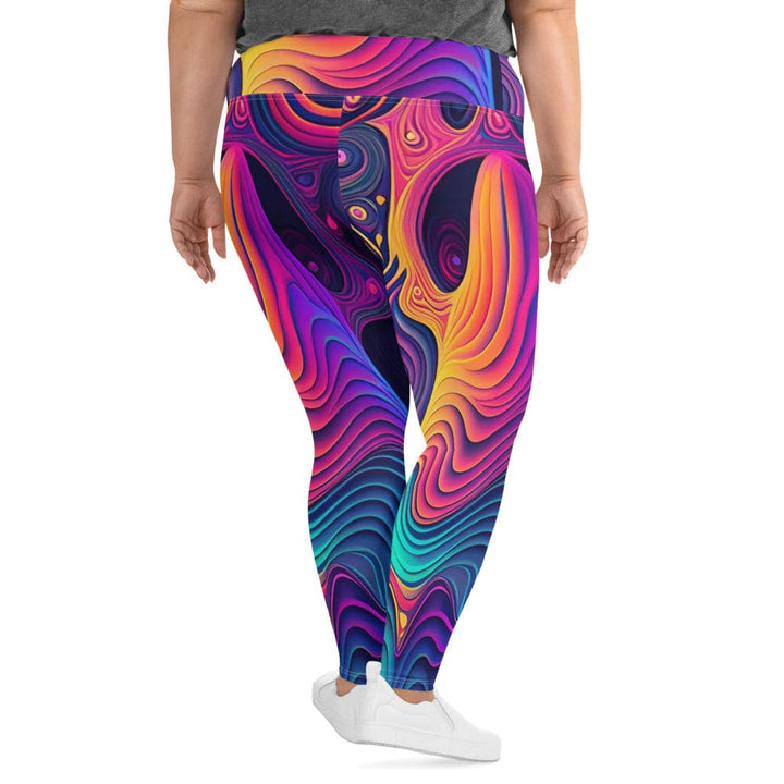 Womens Plus Size Fitness Leggings Vibrant Psychedelic Kaleidoscope