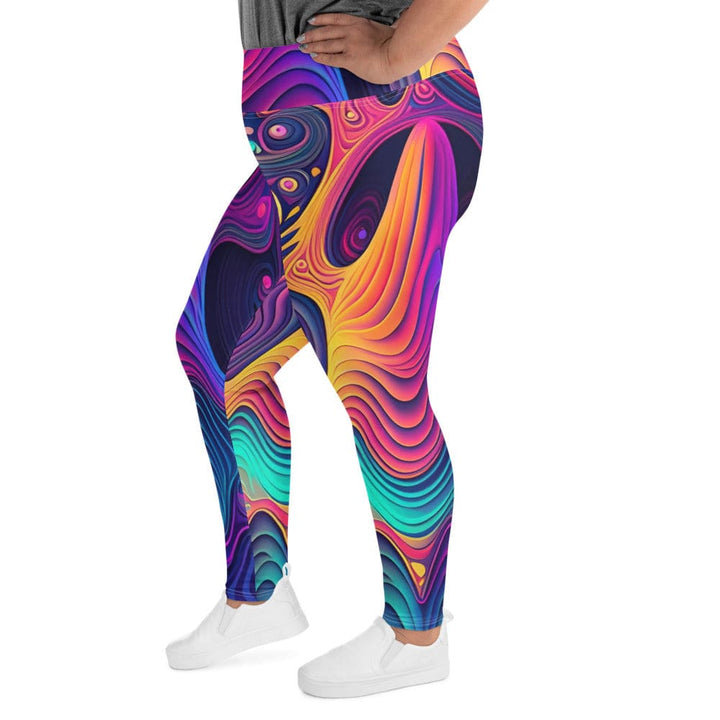 Womens Plus Size Fitness Leggings Vibrant Psychedelic Kaleidoscope