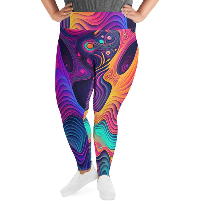 Womens Plus Size Fitness Leggings Vibrant Psychedelic Kaleidoscope