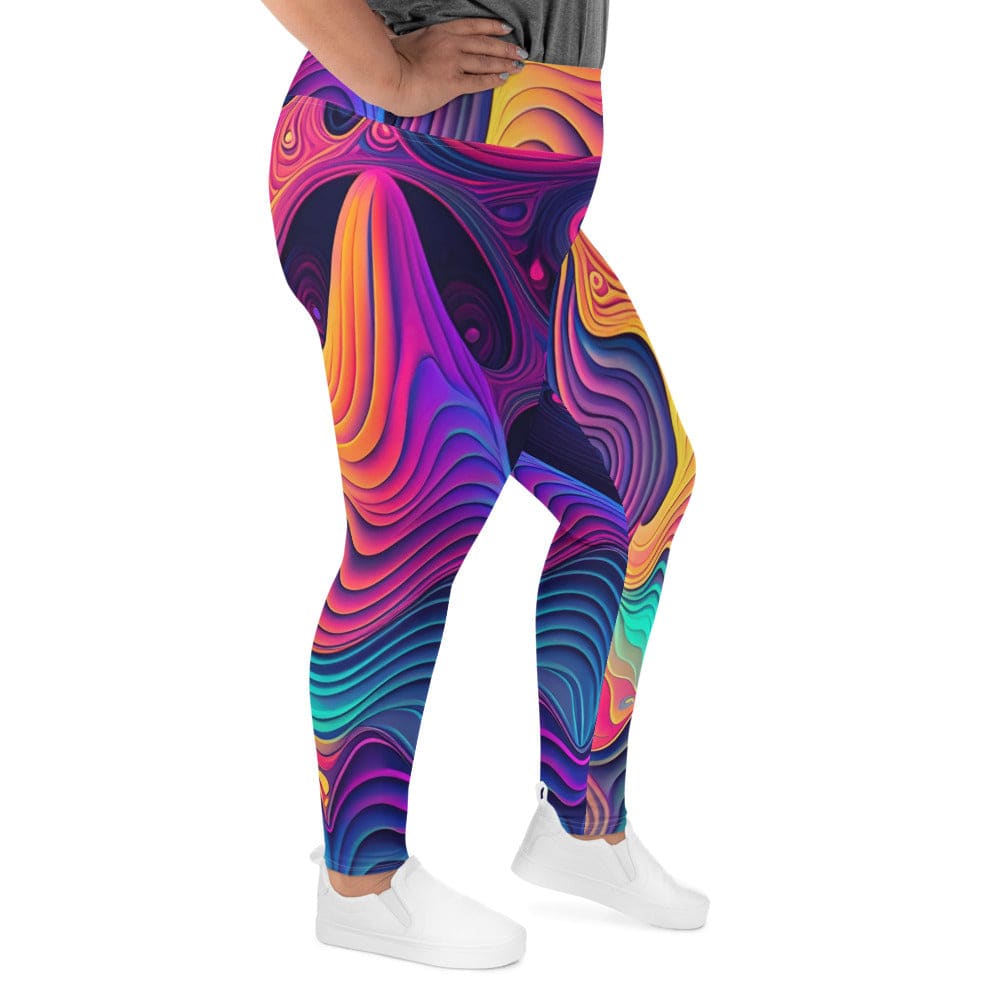 Womens Plus Size Fitness Leggings Vibrant Psychedelic Kaleidoscope