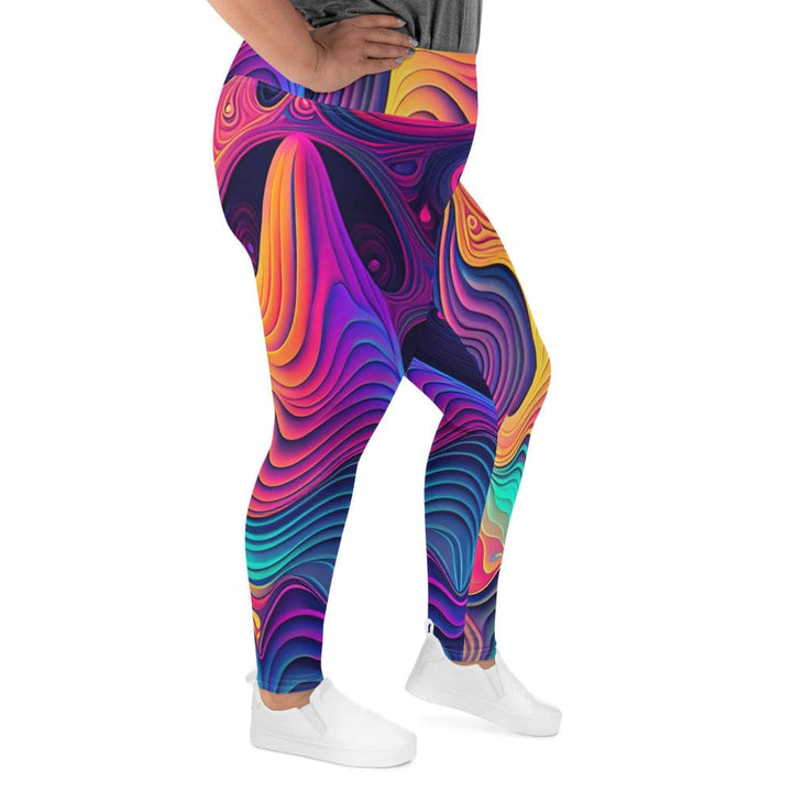 Womens Plus Size Fitness Leggings Vibrant Psychedelic Kaleidoscope