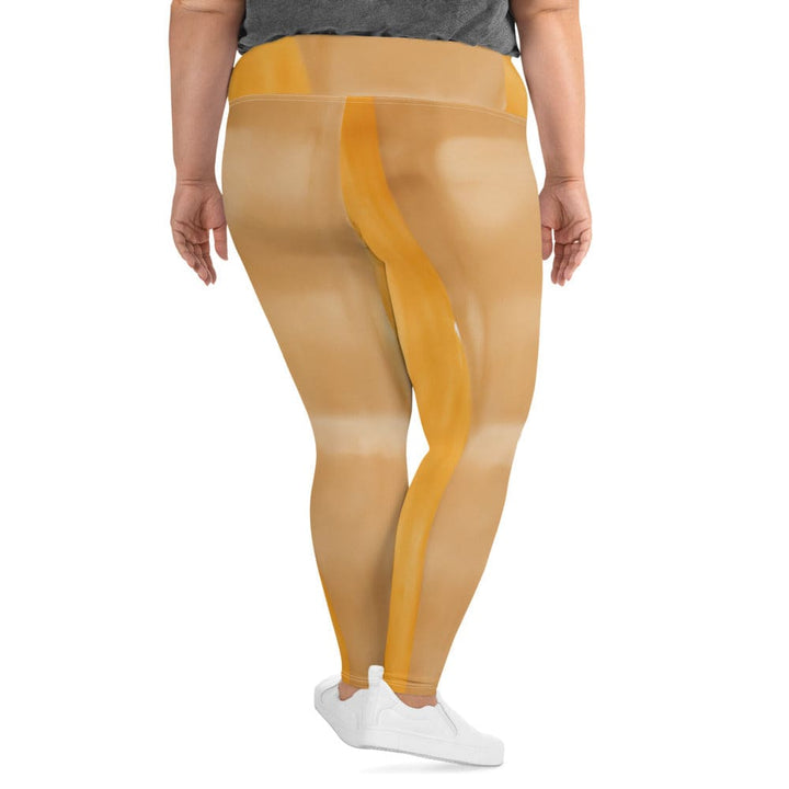 Womens Plus Size Fitness Leggings Yellow Brown Abstract Pattern - Womens