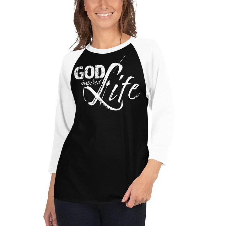 Womens Raglan Tee God Inspired Graphic Pullover Baseball Shirt - Womens