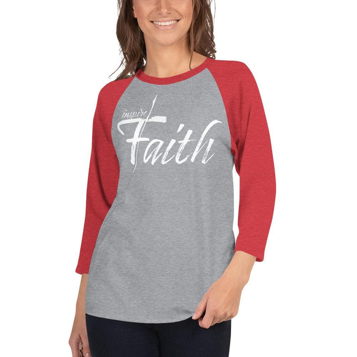 Womens Raglan Tee Inspire Faith Graphic Pullover Baseball Shirt - Womens