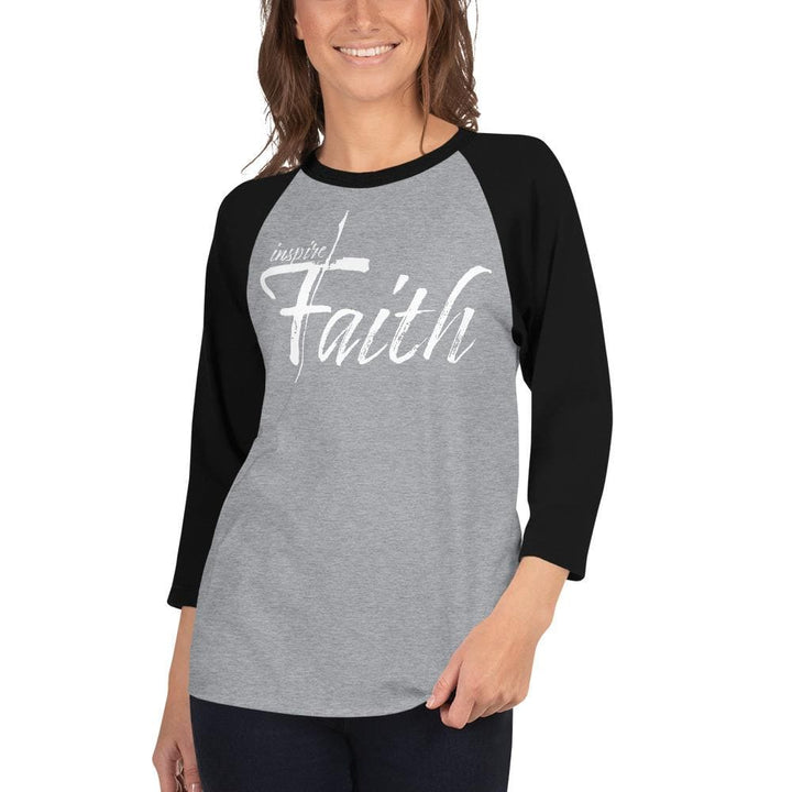 Womens Raglan Tee Inspire Faith Graphic Pullover Baseball Shirt - Womens