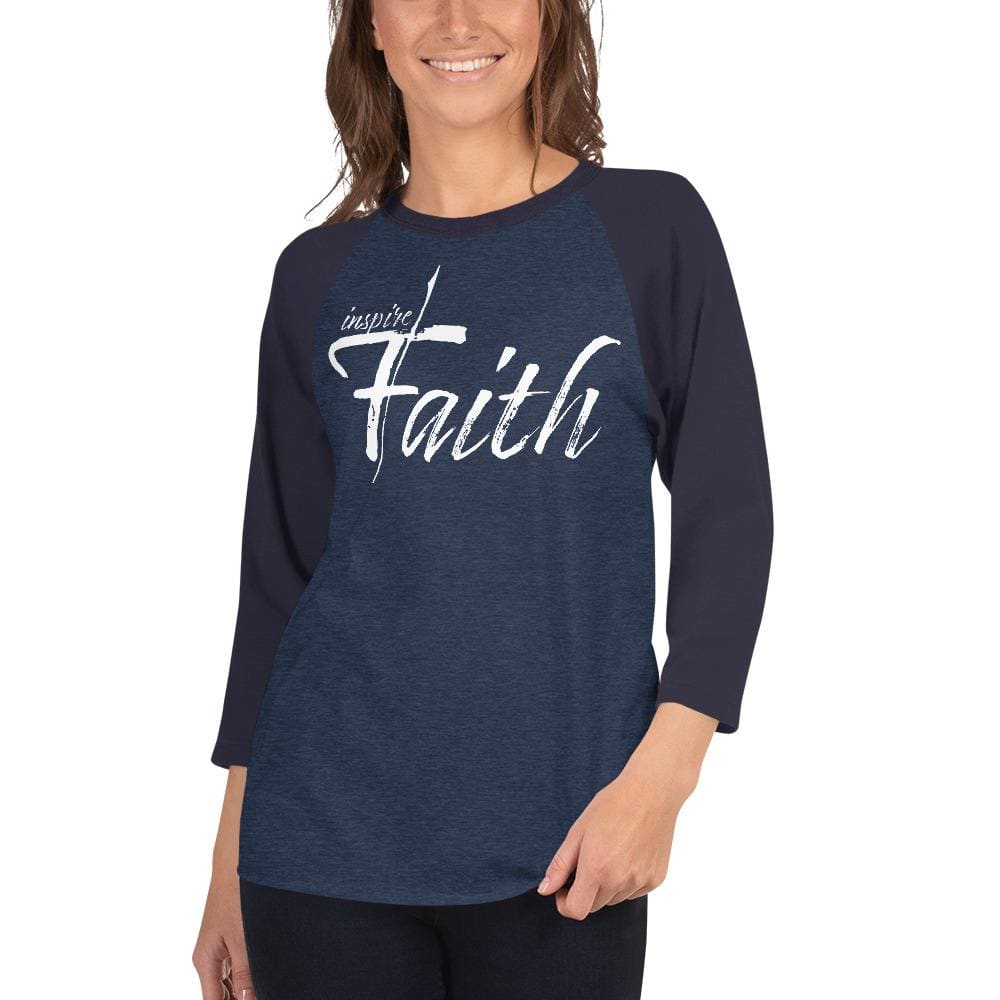 Womens Raglan Tee Inspire Faith Graphic Pullover Baseball Shirt - Womens