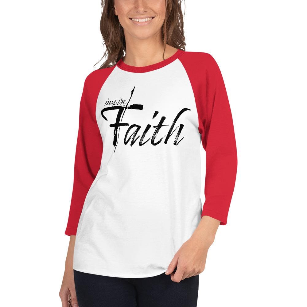 Womens Raglan Tee Inspire Faith Graphic Pullover Baseball Shirt - Womens