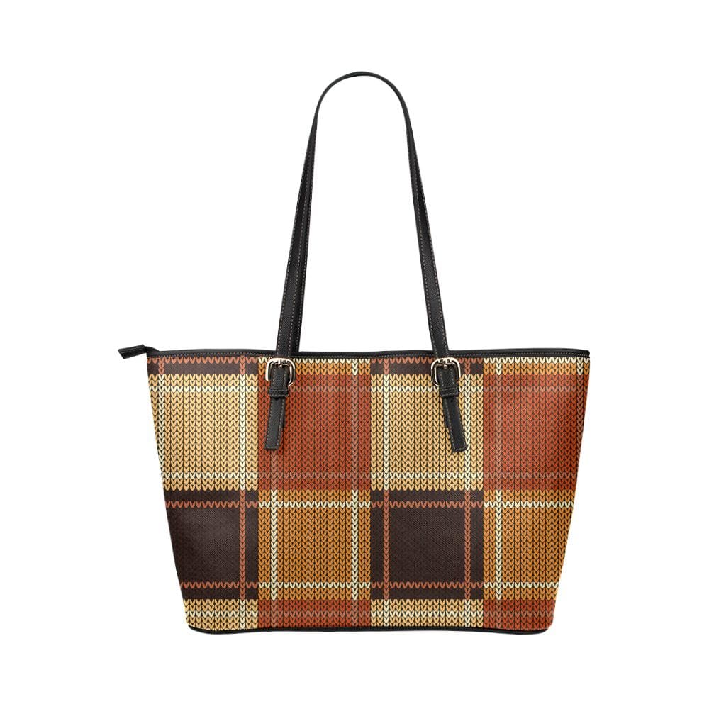 Women’s Shoulder Bag Brown Checker Double Handle Handbag - Bags | Leather