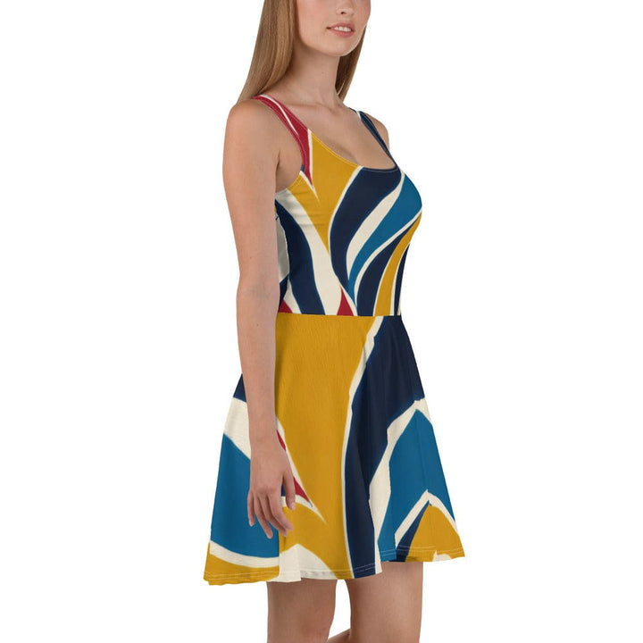 Womens Skater Dress - Abstract Multicolor Swirl Line Pattern 78386 2