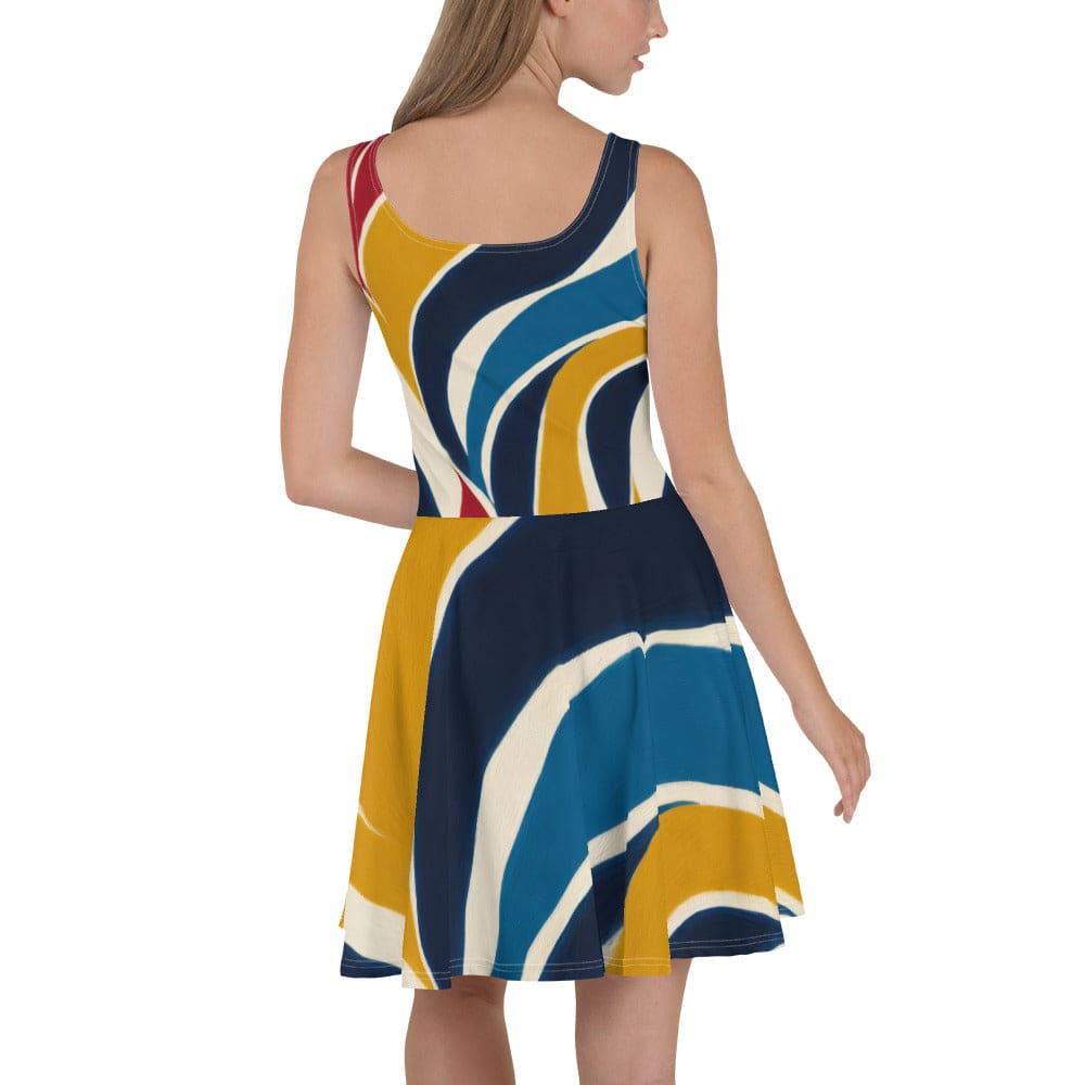 Womens Skater Dress - Abstract Multicolor Swirl Line Pattern 78386 2