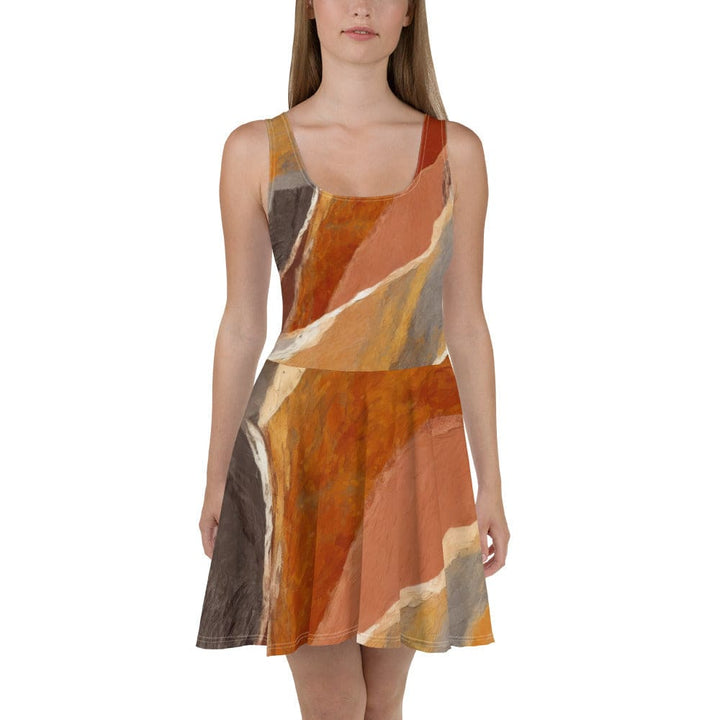 Womens Skater Dress Rustic Brown Stone Print