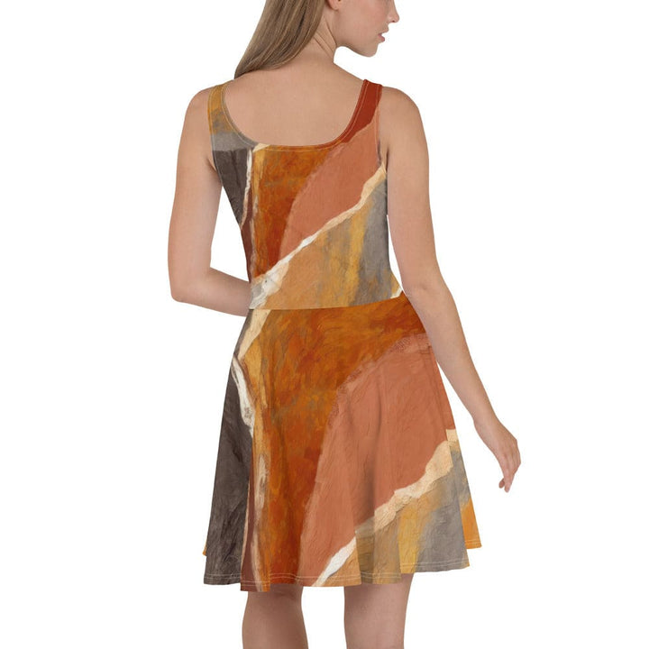 Womens Skater Dress Rustic Brown Stone Print