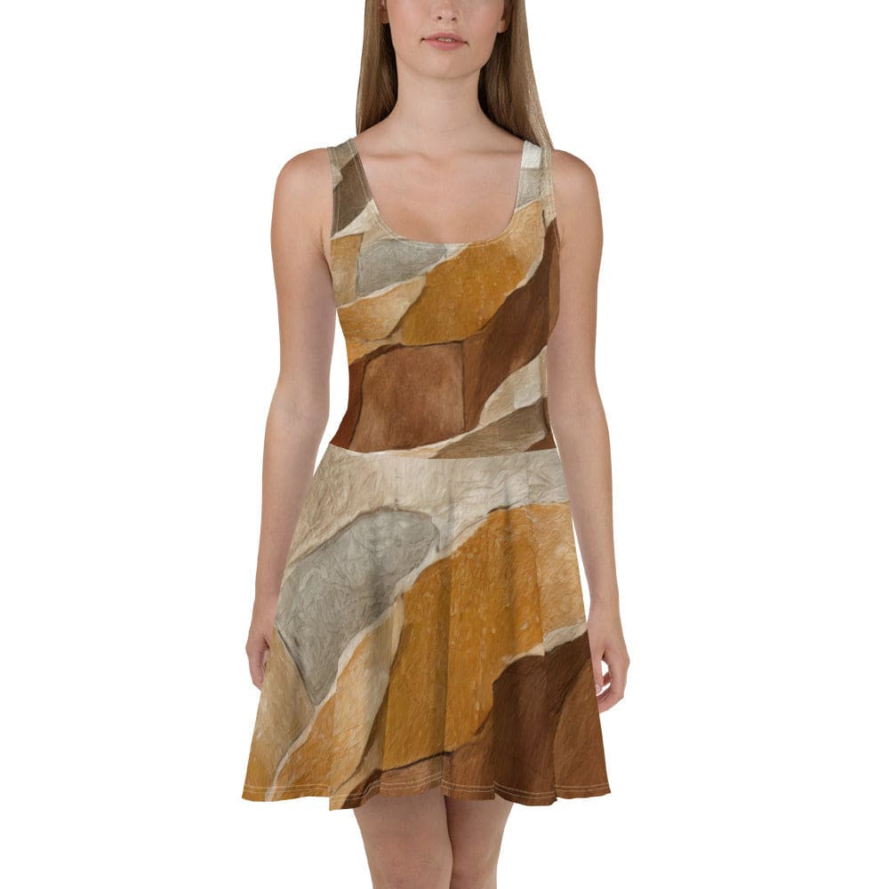 Womens Skater Dress Abstract Stone Pattern 6672 2