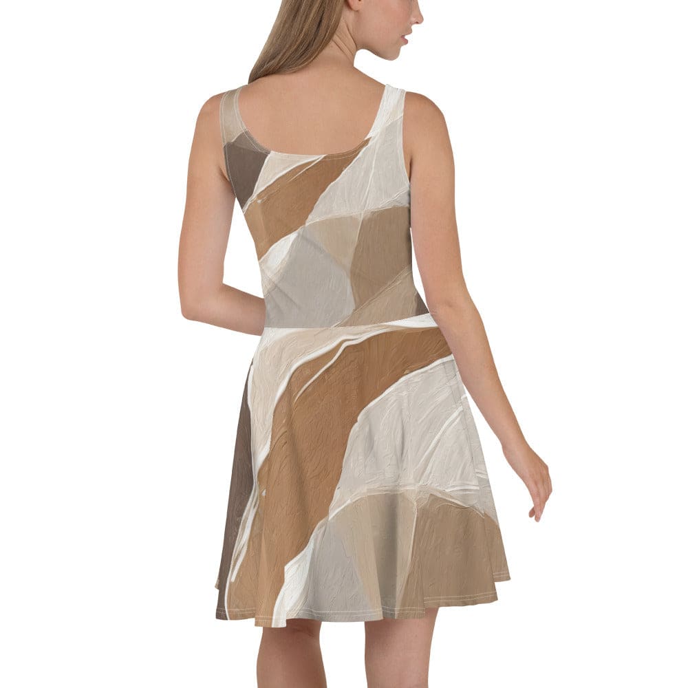 Womens Skater Dress Rustic Brown Stone Print 2