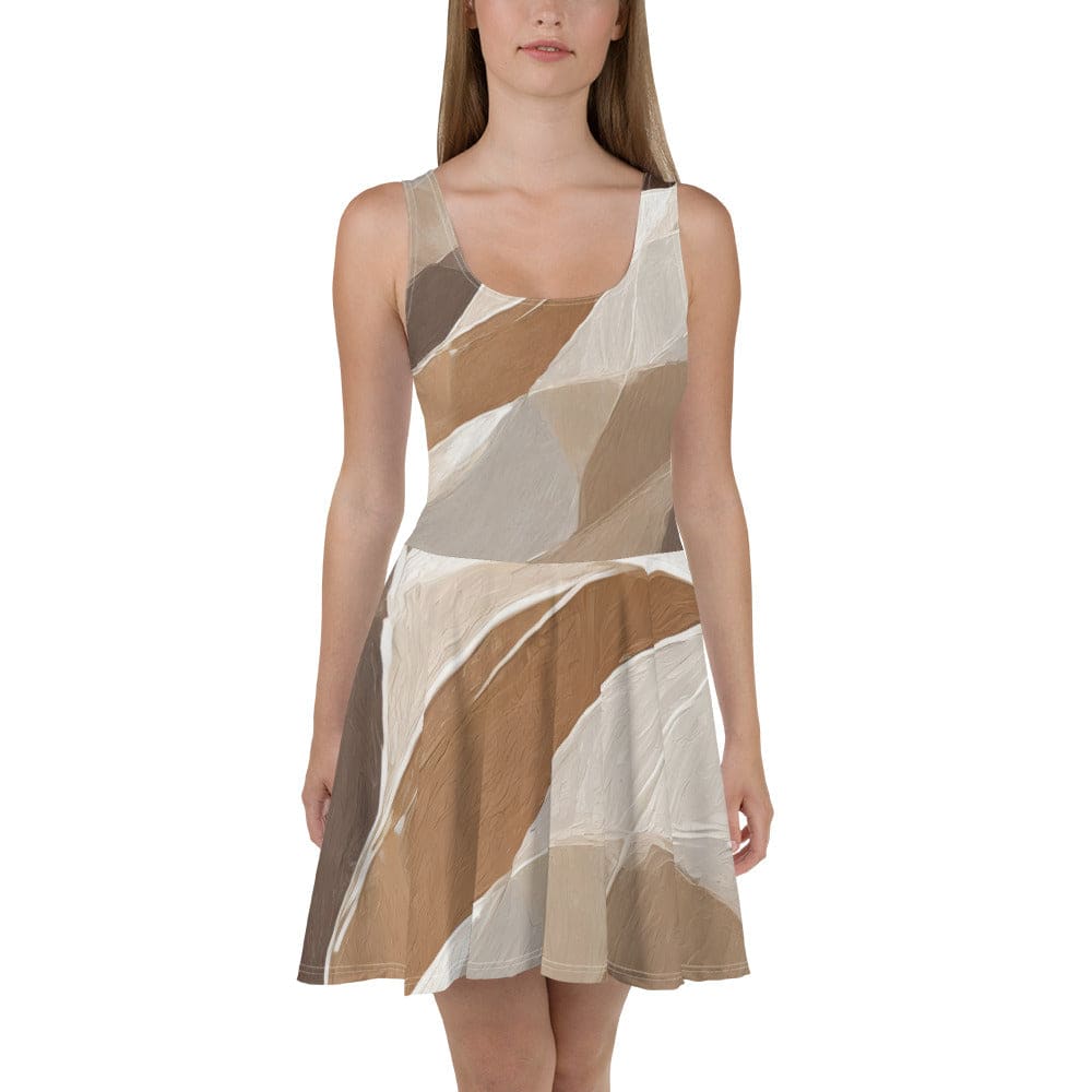 Womens Skater Dress Abstract Taupe Brown Textured Pattern 93796 2