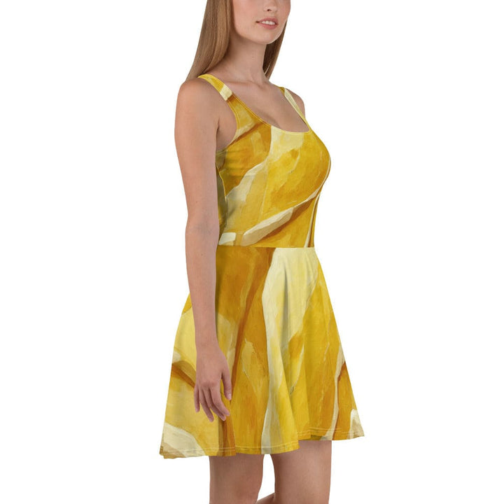 Womens Skater Dress Rustic Yellow Stone Print