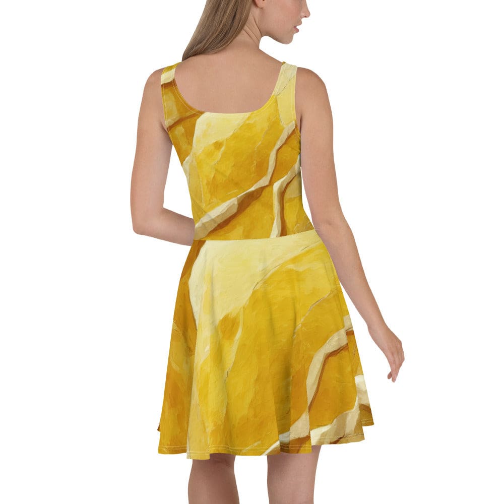 Womens Skater Dress Rustic Yellow Stone Print