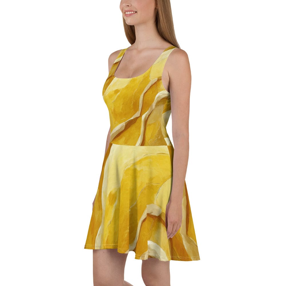 Womens Skater Dress Rustic Yellow Stone Print