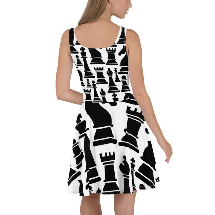 Womens Skater Dress Black and White Chess Print 2