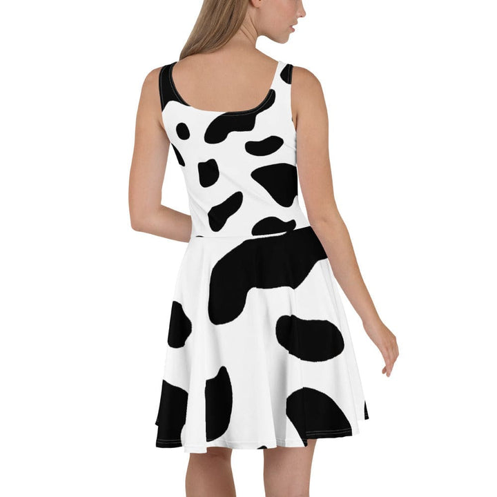 Womens Skater Dress Black White Cow Print