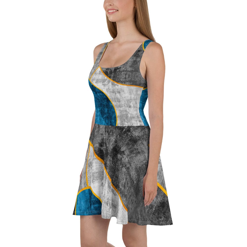 Womens Skater Dress Blue Grey Design 2