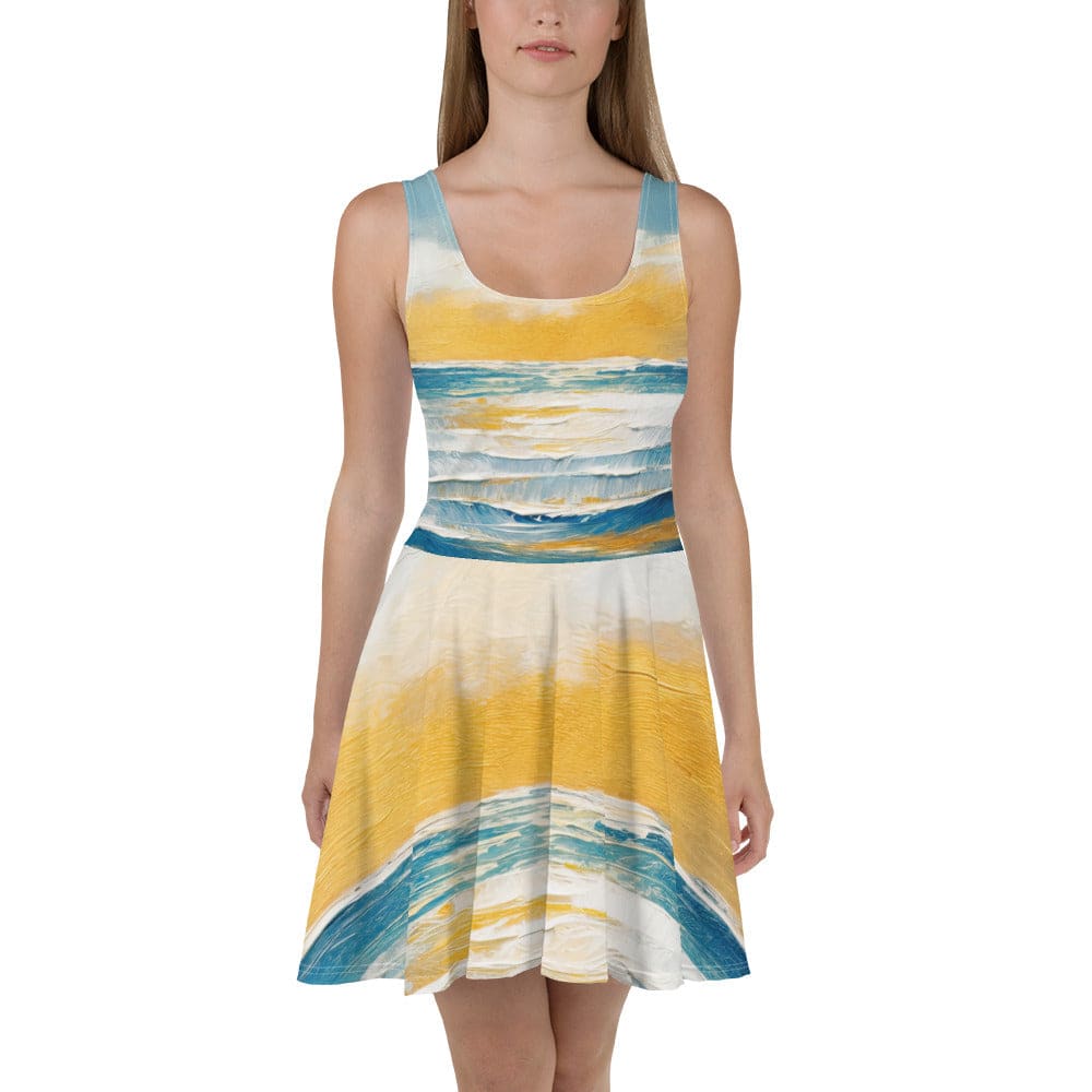 Womens Skater Dress Blue Ocean Golden Sunset Print 7