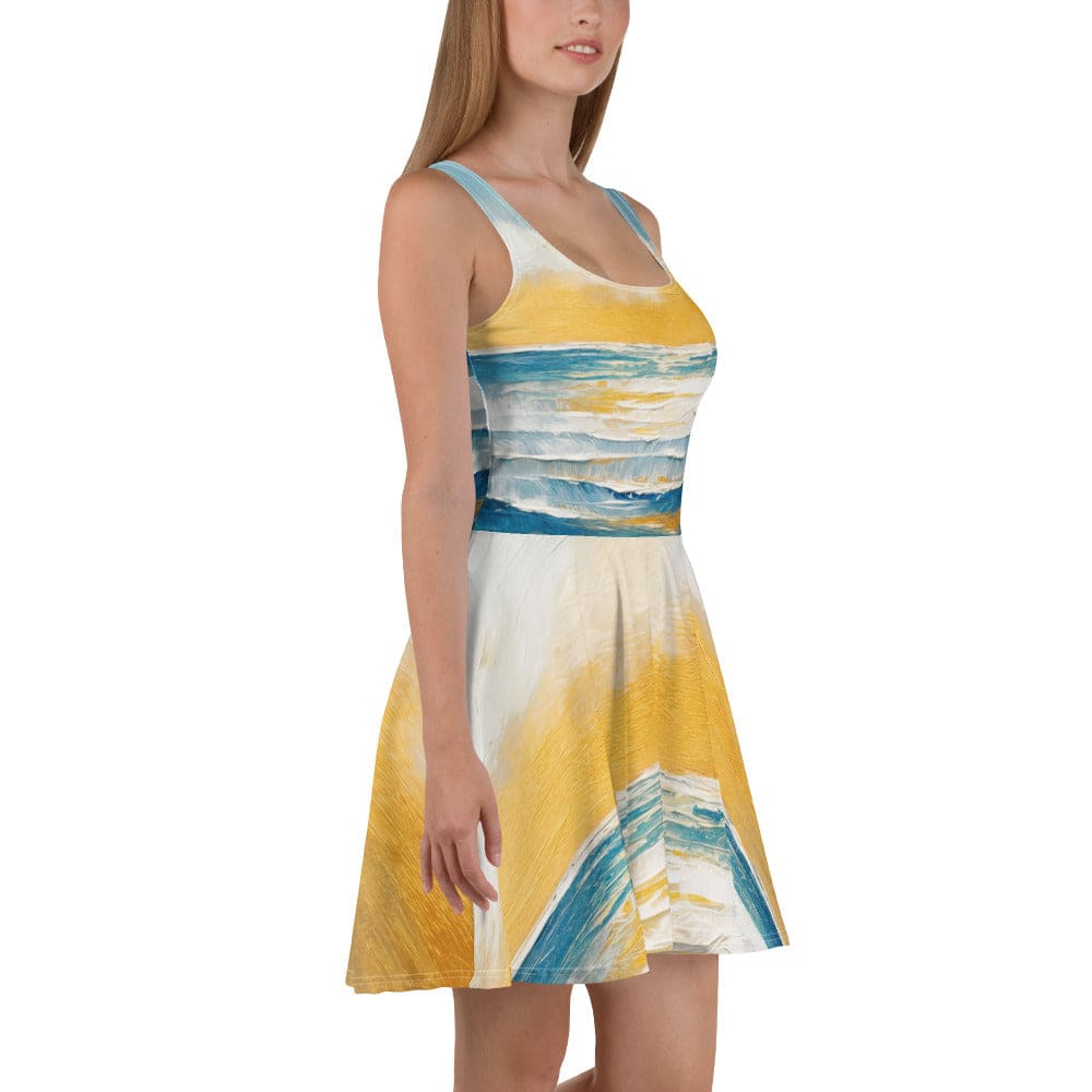 Womens Skater Dress Blue Ocean Golden Sunset Print 7