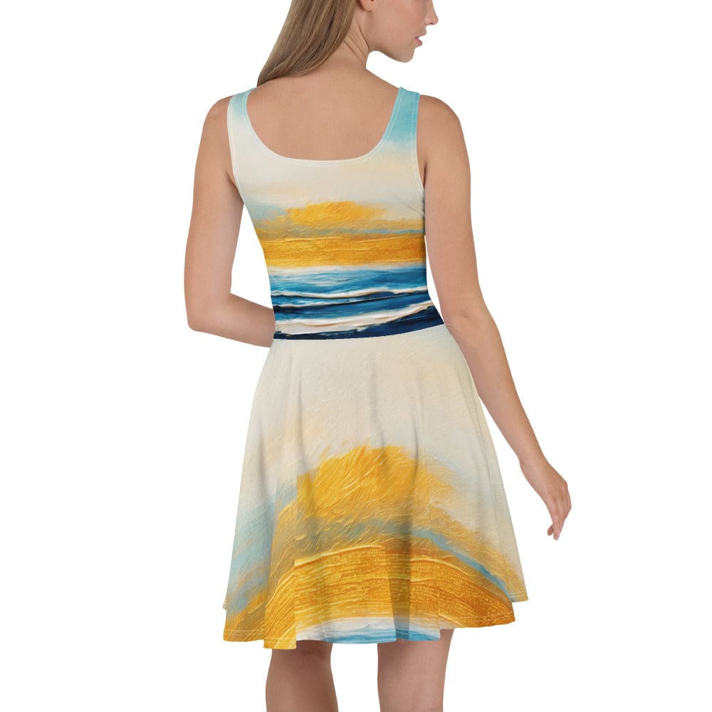 Womens Skater Dress Blue Ocean Golden Sunset Print 8