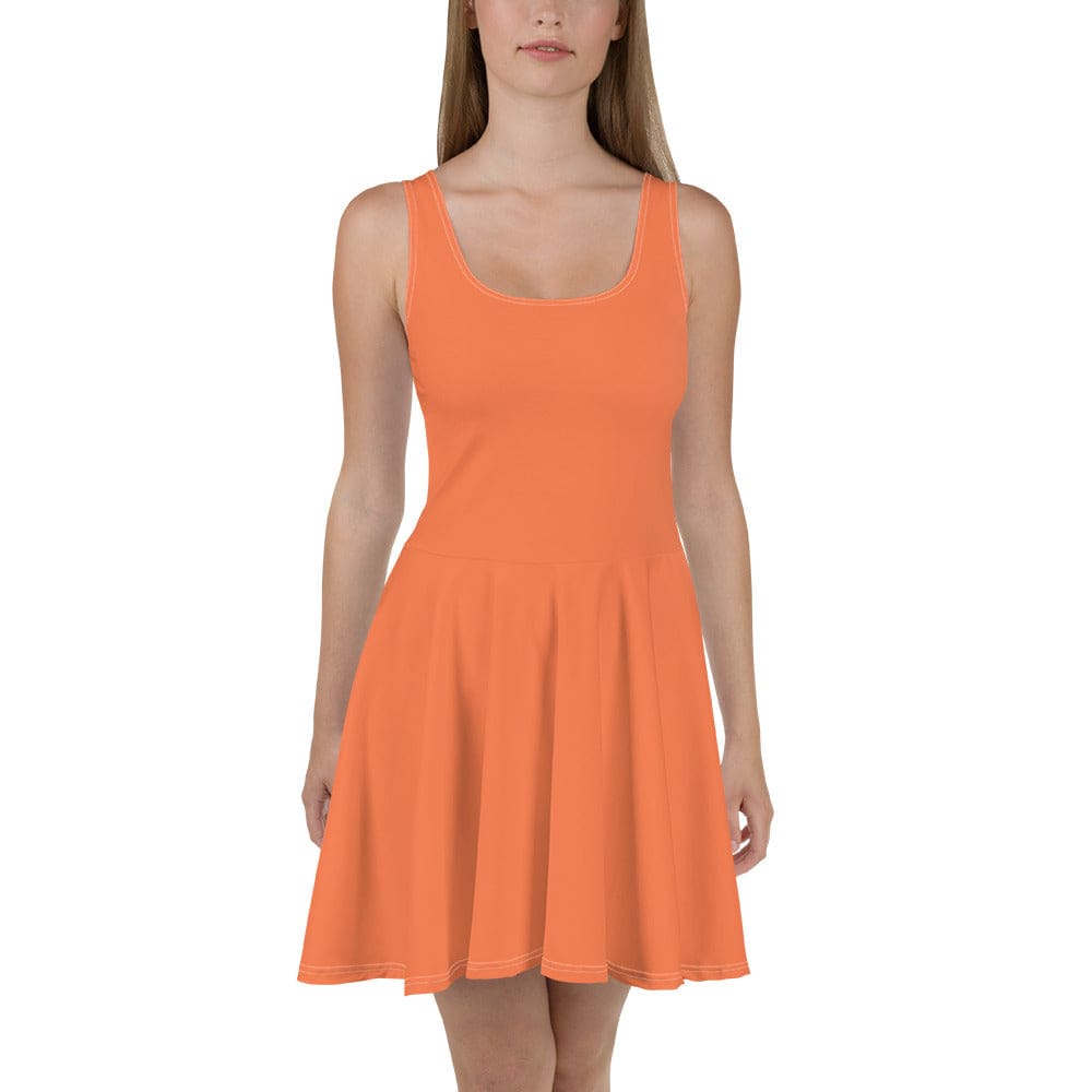 Womens Skater Dress - Coral Orange Red 2