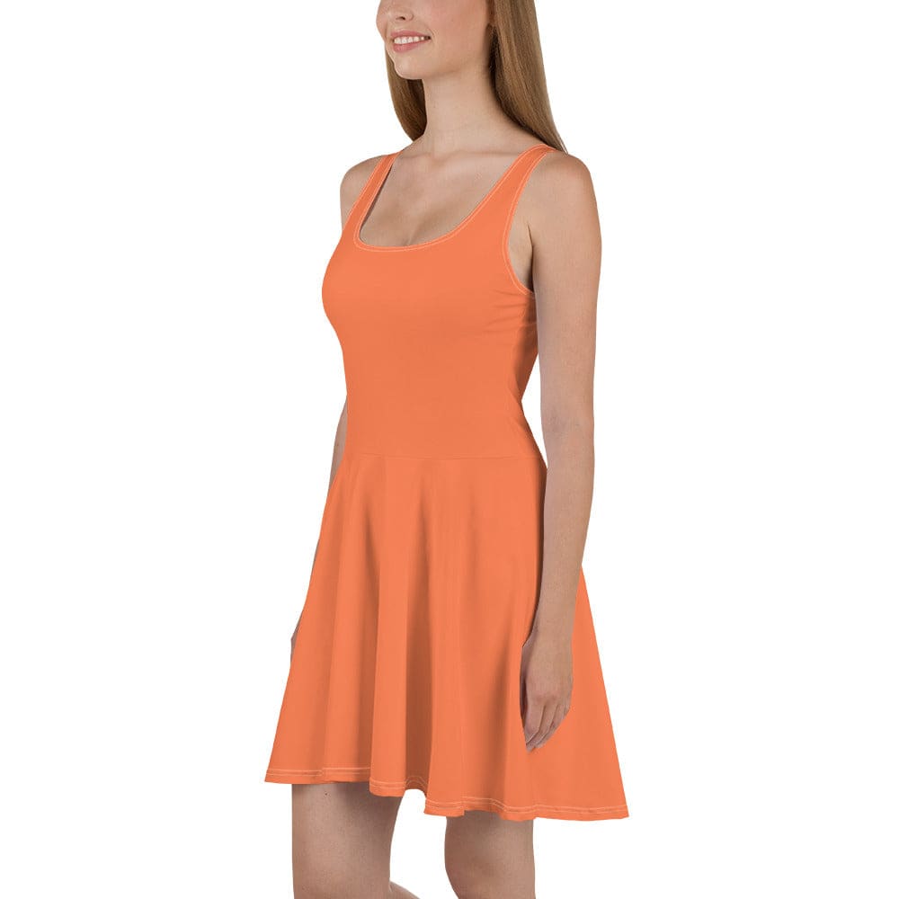 Womens Skater Dress Coral Orange Red 2