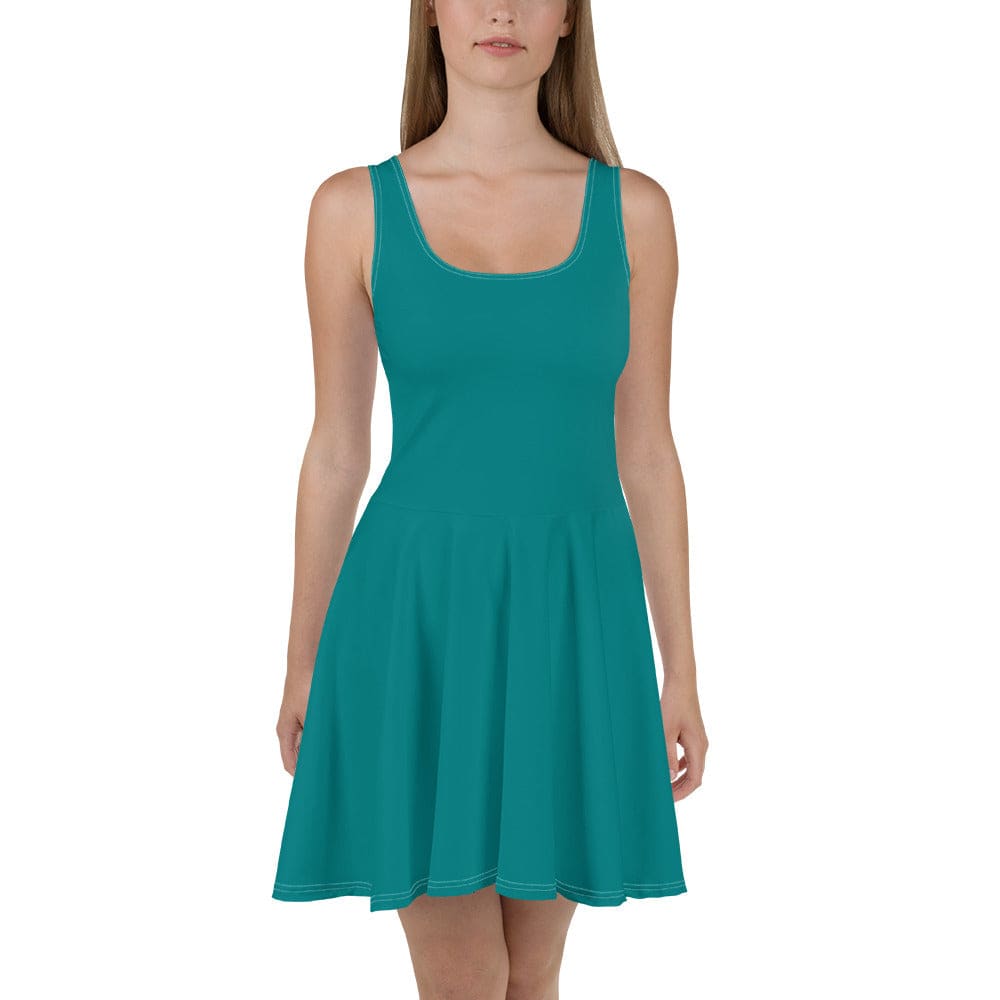 Womens Skater Dress Dark Teal Green 2