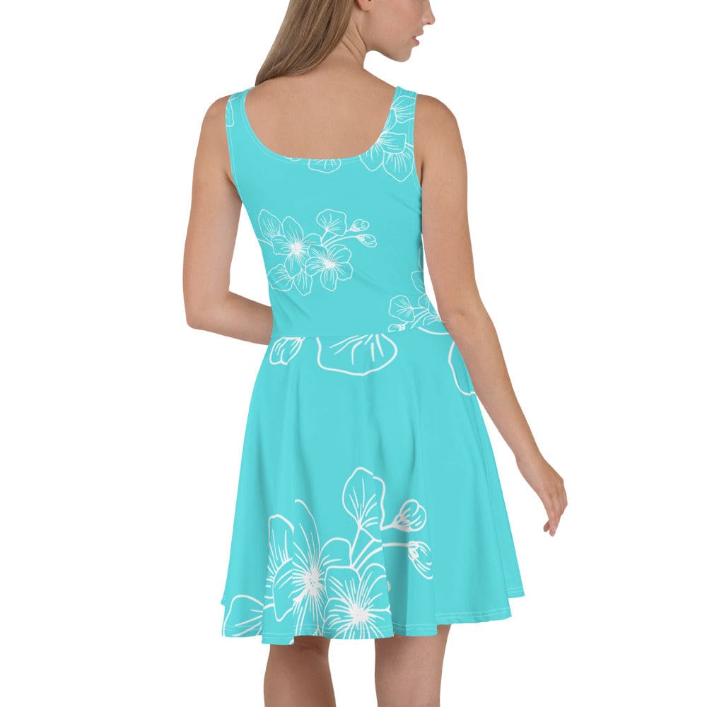 Womens Skater Dress Floral Cyan Blue 7022523 2