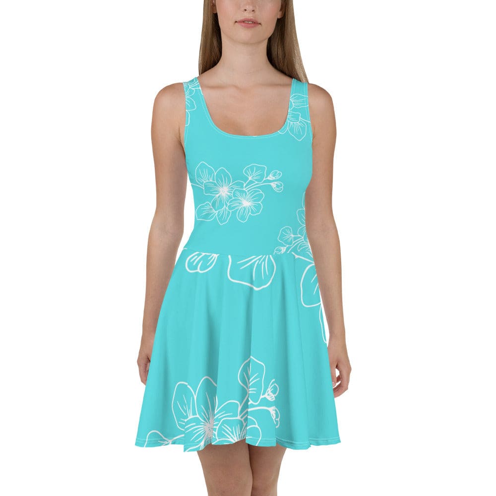 Womens Skater Dress Floral Cyan Blue 7022523 2