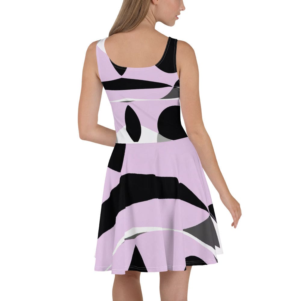 Womens Skater Dress Geometric Lavender and Black Pattern 4