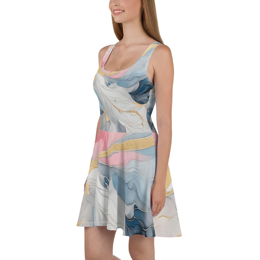Womens Skater Dress Marble Cloud Of Grey Pink Blue 5522 2