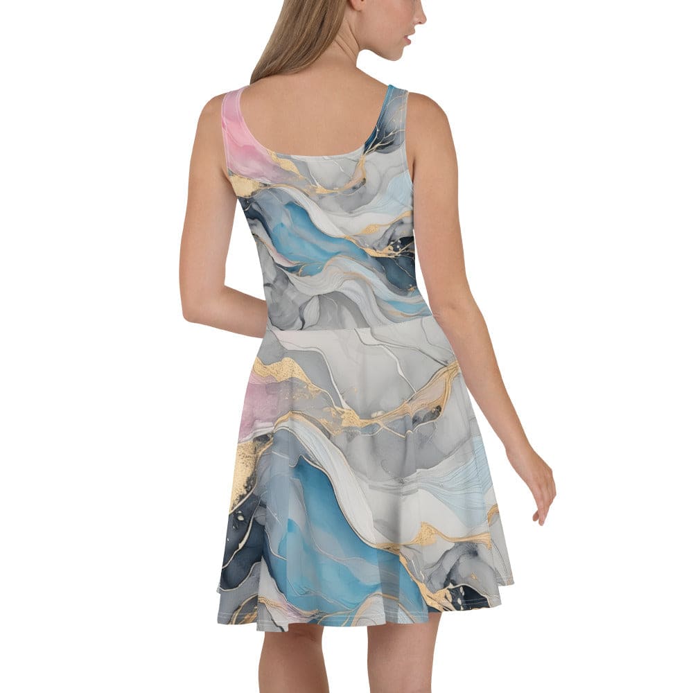 Womens Skater Dress Marble Cloud of Grey Pink Blue 63389 2