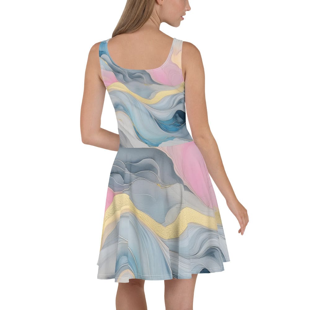 Womens Skater Dress Marble Cloud of Grey Pink Blue 72067 2