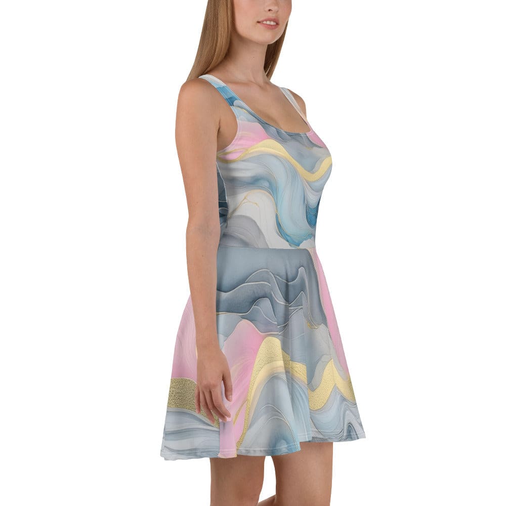 Womens Skater Dress Marble Cloud of Grey Pink Blue 72067 2