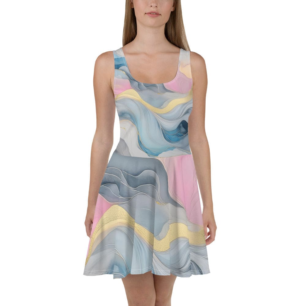 Womens Skater Dress Marble Cloud of Grey Pink Blue 72067 2