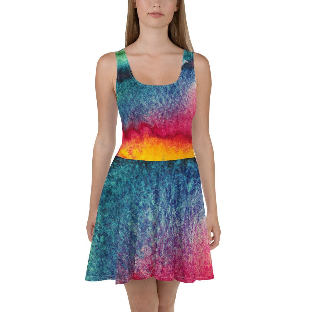 Womens Skater Dress Multicolor Abstract Pattern 4