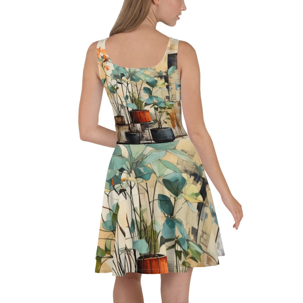 Womens Skater Dress - Rustic Botanical Plants 2