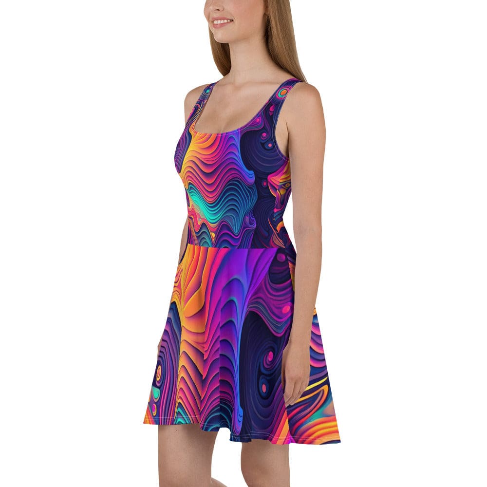 Womens Skater Dress Vibrant Psychedelic Kaleidoscope Boho Print