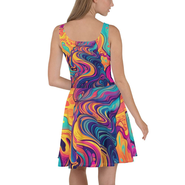 Womens Skater Dress - Vibrant Psychedelic Rave Pattern -kaleidoscope