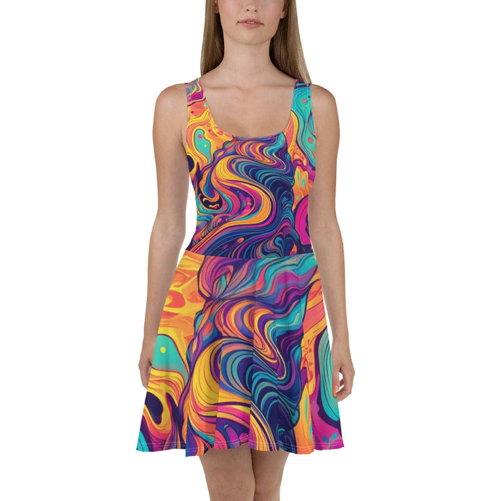 Womens Skater Dress - Vibrant Psychedelic Rave Pattern -kaleidoscope