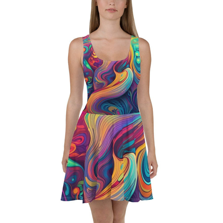 Womens Skater Dress Vibrant Psychedelic Rave Pattern -kaleidoscope