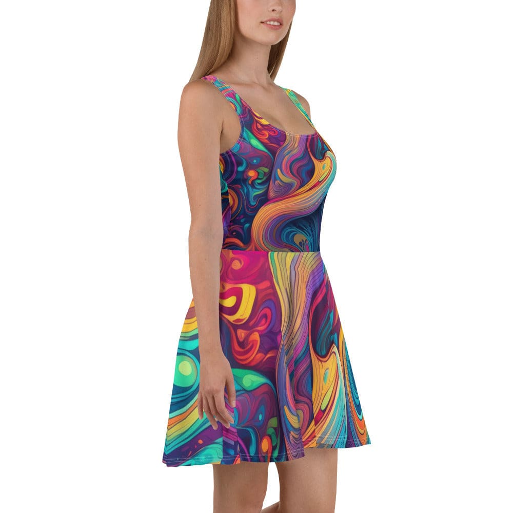 Womens Skater Dress Vibrant Psychedelic Rave Pattern -kaleidoscope